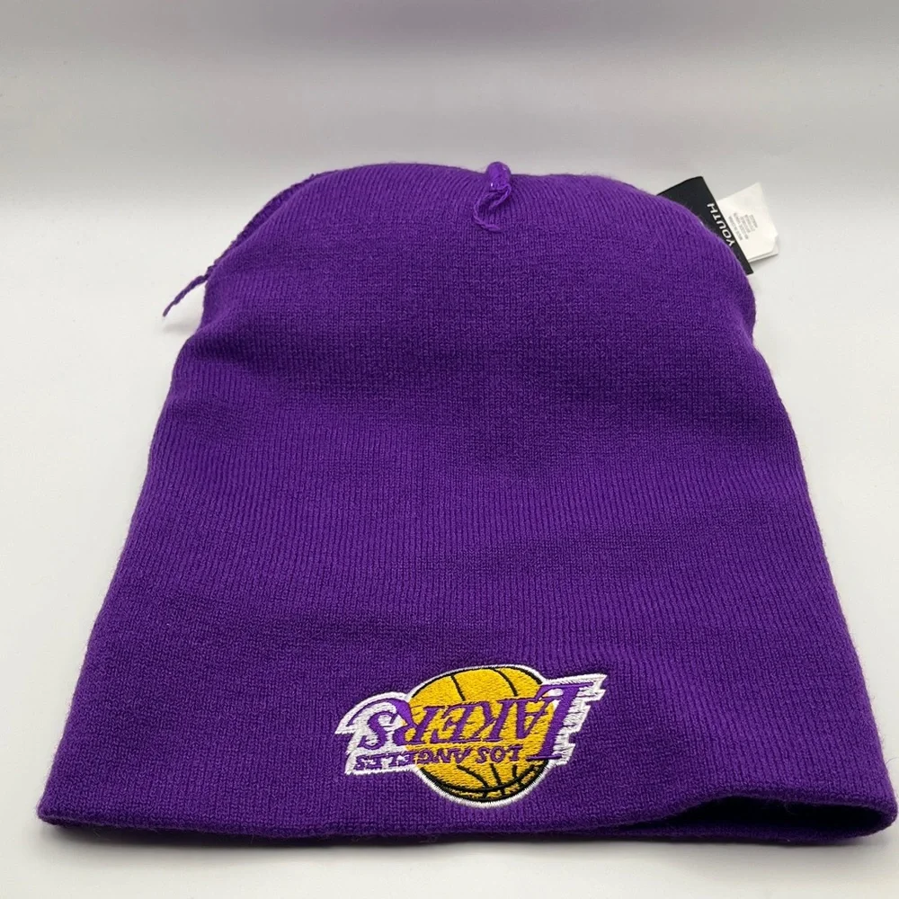 LA Lakers Knit Pom Beanie - NBA Team Cuff Hat - Youth size